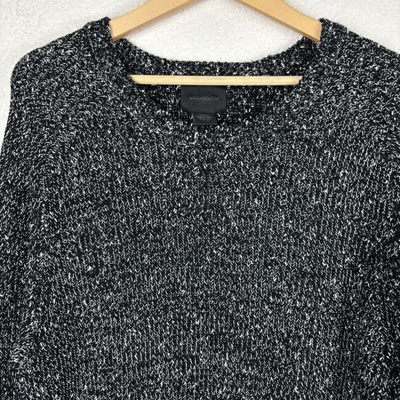 Magaschoni Wool Blend Marled Black White Knit Pullover Sweater Mens Size Large - Picture 3 of 6